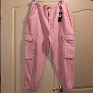 baby pink cargo trousers